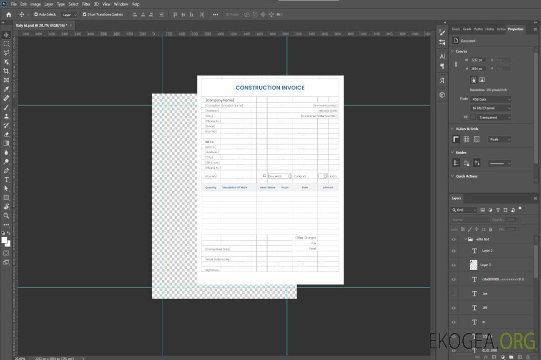 Exemple de modèle de facture de construction template Exemple de modèle de facture de construction template